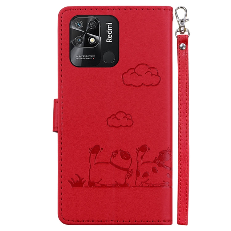 For Redmi 10C Cute Cats RFID Leather Phone Case