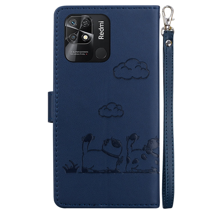 For Redmi 10C Cute Cats RFID Leather Phone Case