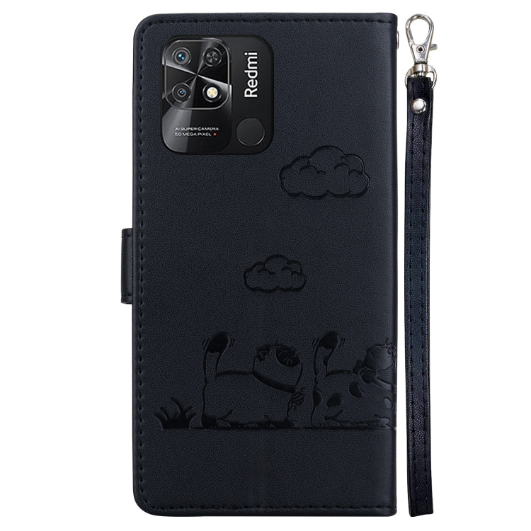For Redmi 10C Cute Cats RFID Leather Phone Case
