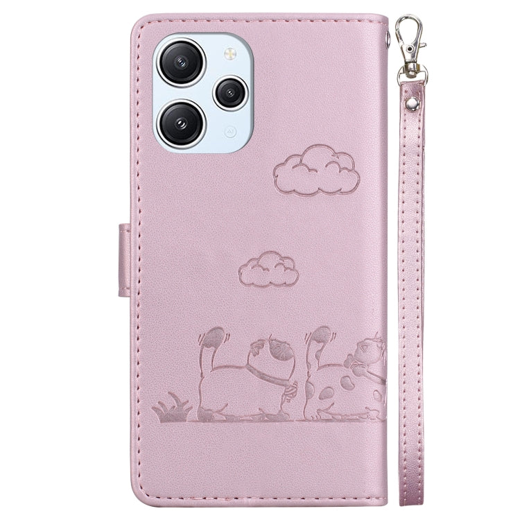 For Redmi 12 4G / 5G Cute Cats RFID Leather Phone Case