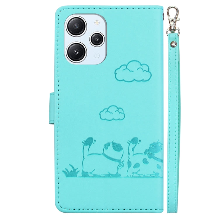 For Redmi 12 4G / 5G Cute Cats RFID Leather Phone Case
