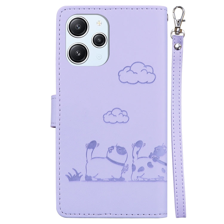 For Redmi 12 4G / 5G Cute Cats RFID Leather Phone Case