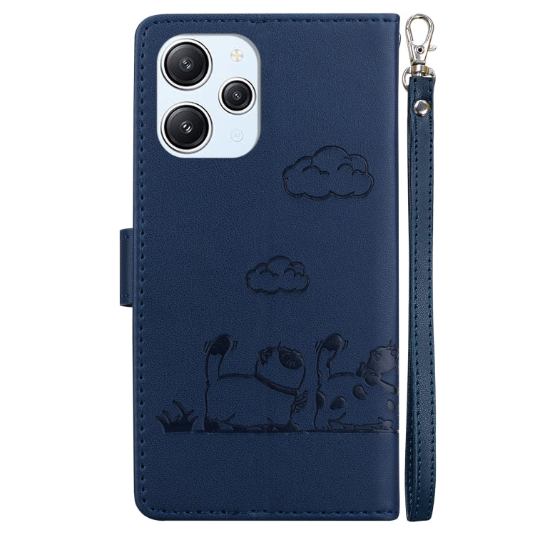 For Redmi 12 4G / 5G Cute Cats RFID Leather Phone Case