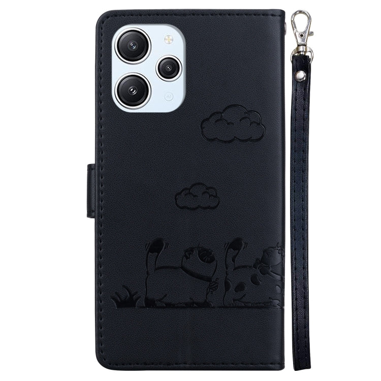 For Redmi 12 4G / 5G Cute Cats RFID Leather Phone Case