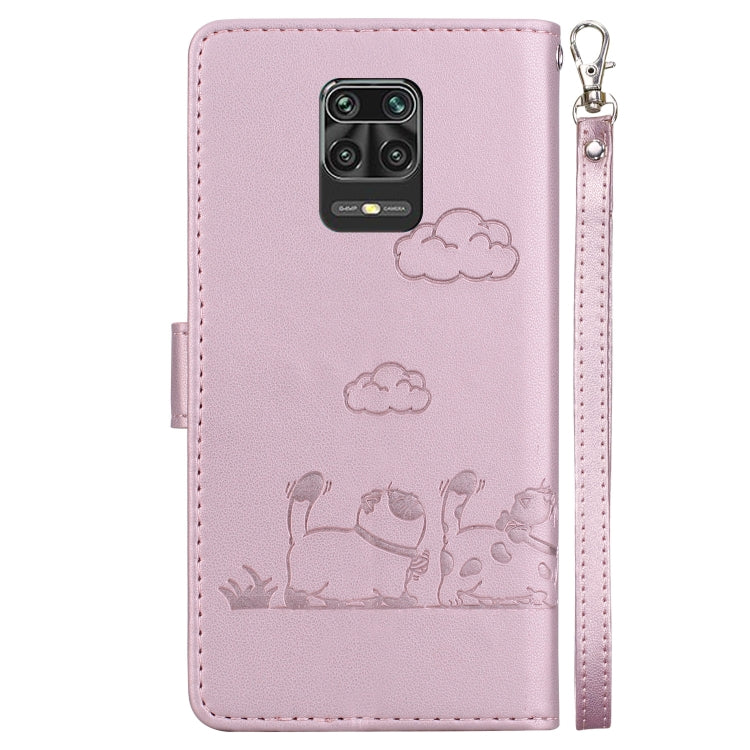 For Redmi Note 9 Pro Cute Cats RFID Leather Phone Case