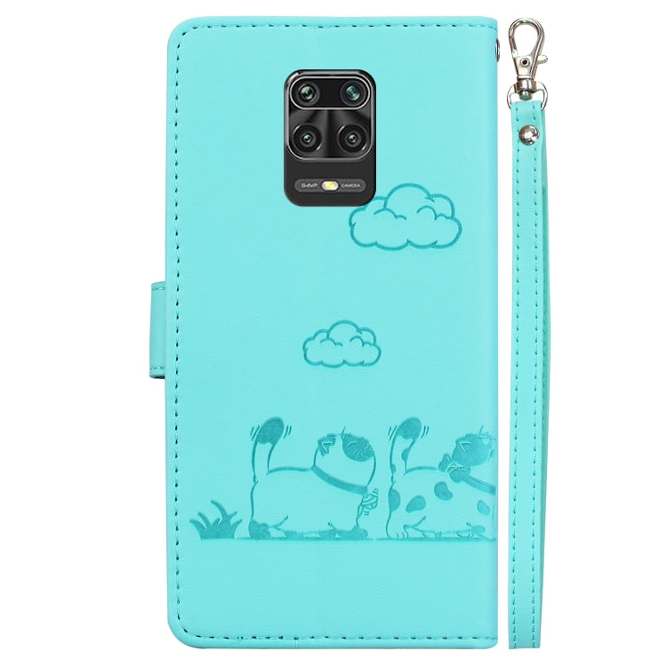 For Redmi Note 9 Pro Cute Cats RFID Leather Phone Case