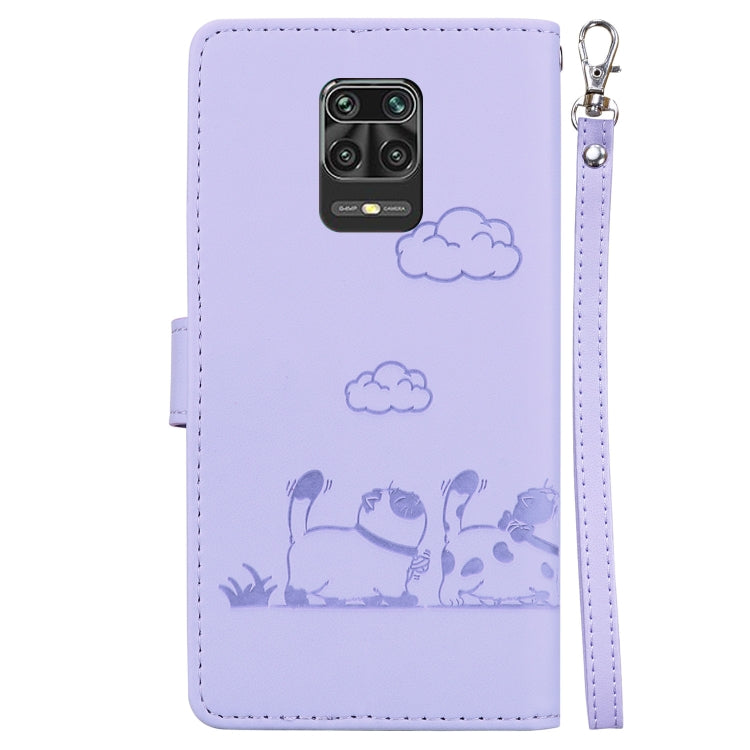 For Redmi Note 9 Pro Cute Cats RFID Leather Phone Case