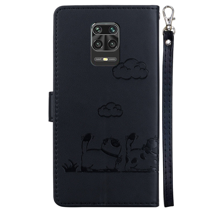 For Redmi Note 9 Pro Cute Cats RFID Leather Phone Case
