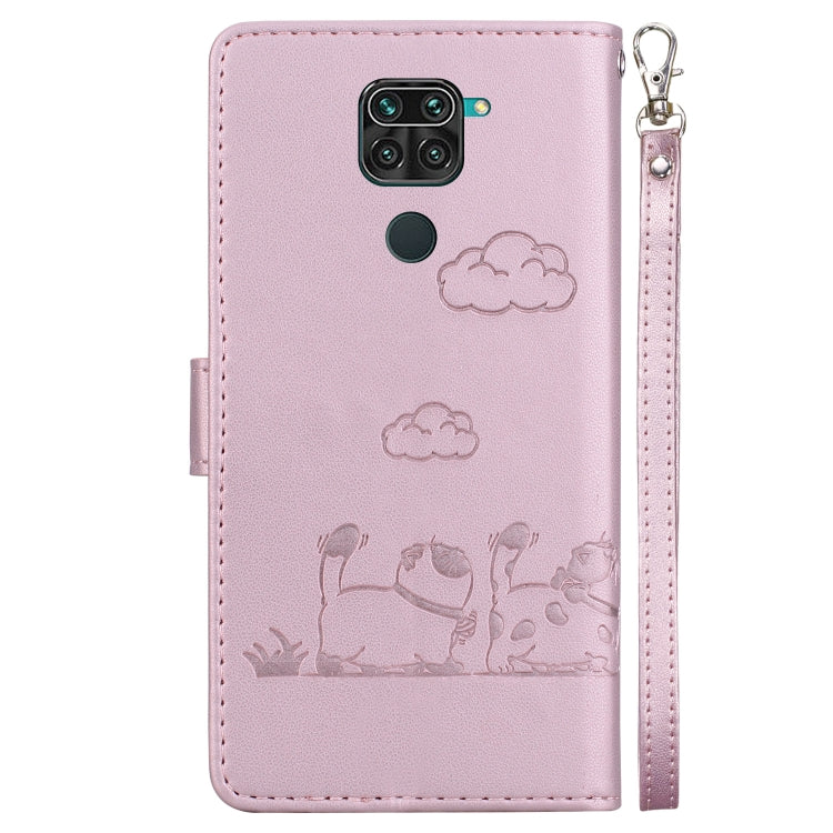 For Redmi Note 9 / 10X 4G Cute Cats RFID Leather Phone Case