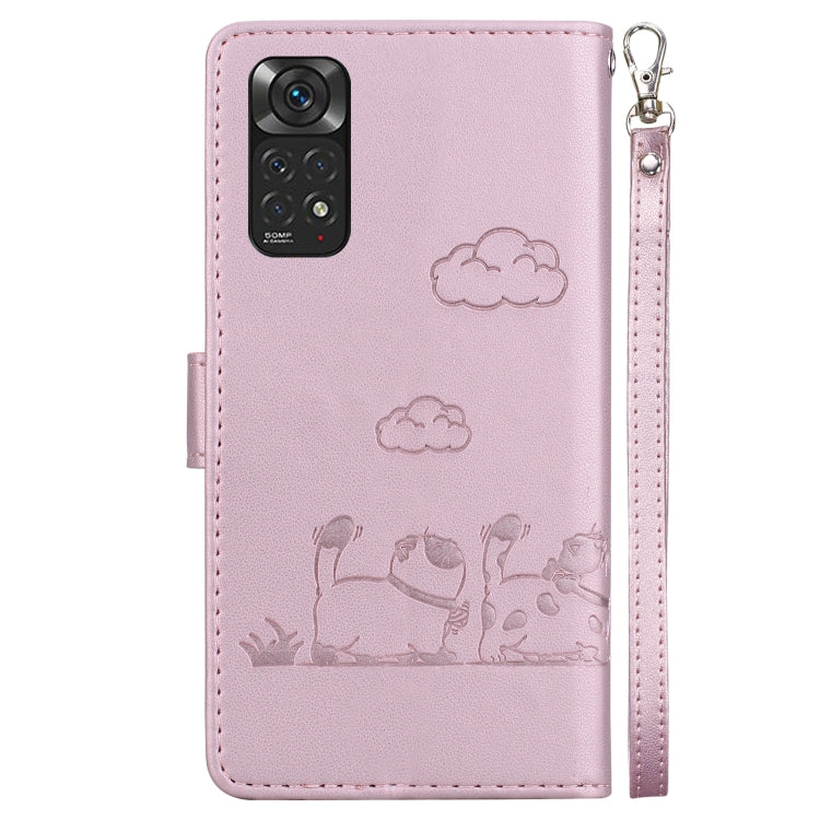 For Redmi Note 11 Global Cute Cats RFID Leather Phone Case