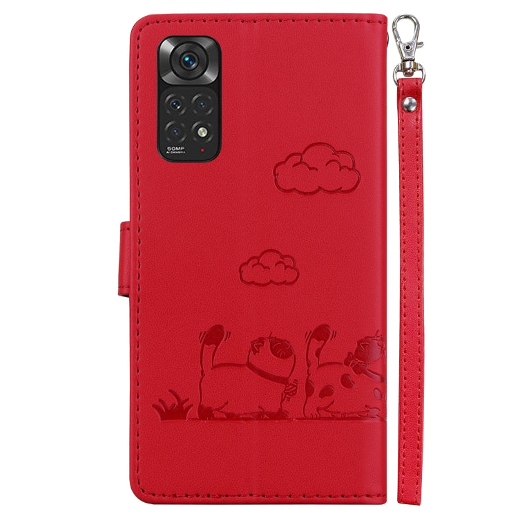 For Redmi Note 11 Global Cute Cats RFID Leather Phone Case