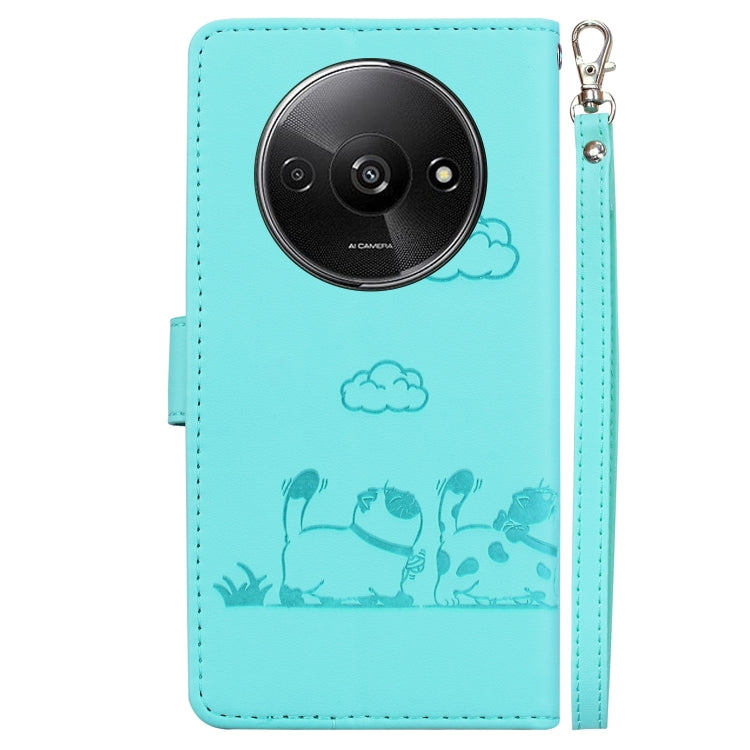 For Redmi A3 Cute Cats RFID Leather Phone Case