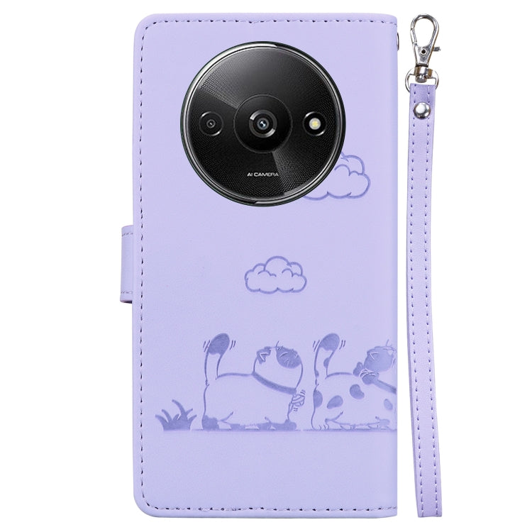 For Redmi A3 Cute Cats RFID Leather Phone Case