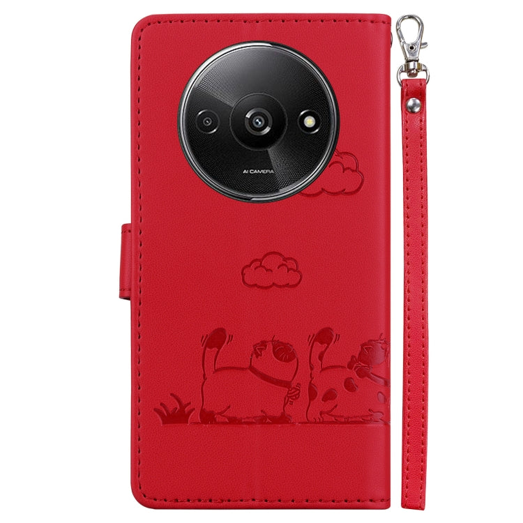 For Redmi A3 Cute Cats RFID Leather Phone Case