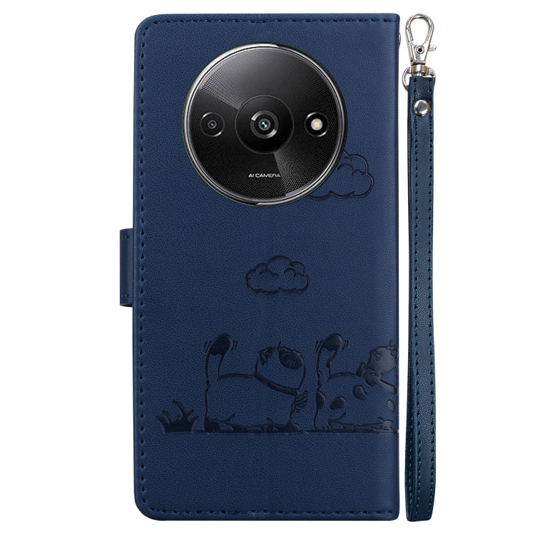 For Redmi A3 Cute Cats RFID Leather Phone Case