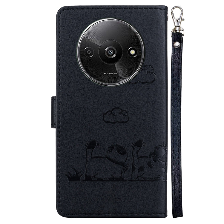 For Redmi A3 Cute Cats RFID Leather Phone Case