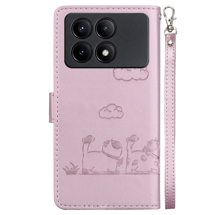 For Redmi K70E Cute Cats RFID Leather Phone Case
