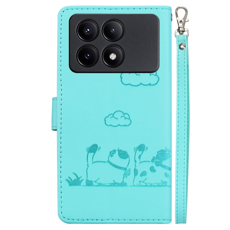For Redmi K70E Cute Cats RFID Leather Phone Case
