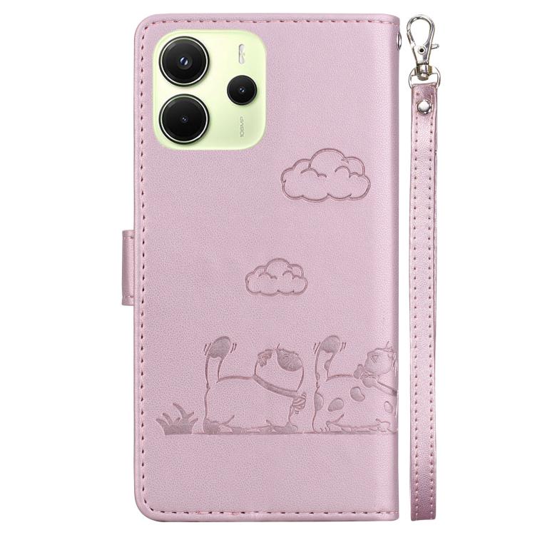 For Redmi Note 14 4G 163.25mm Cute Cats RFID Leather Phone Case