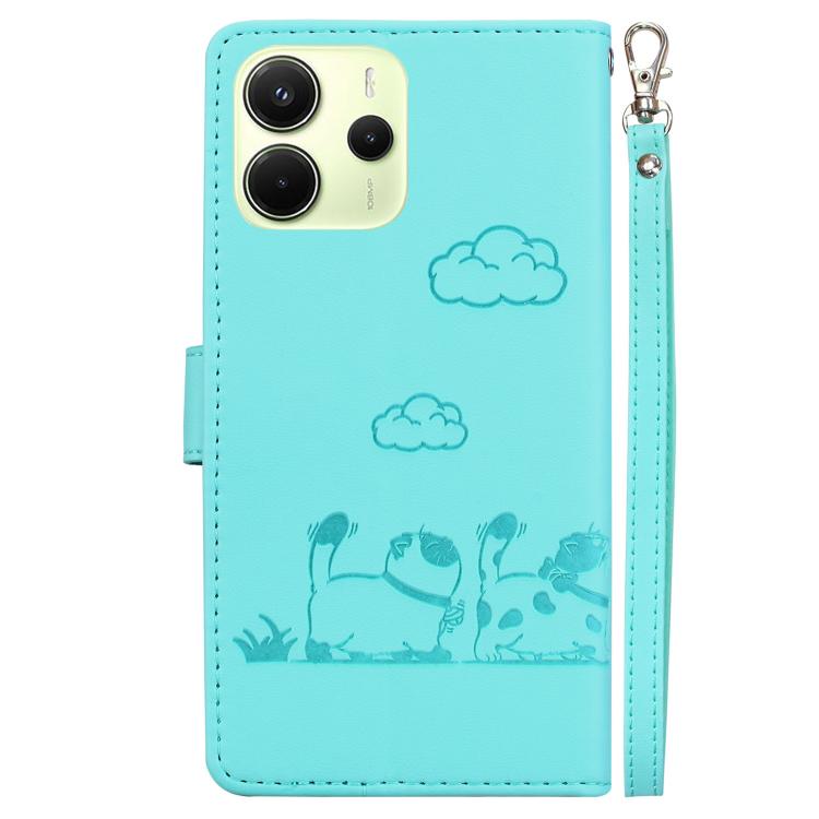 For Redmi Note 14 4G 163.25mm Cute Cats RFID Leather Phone Case