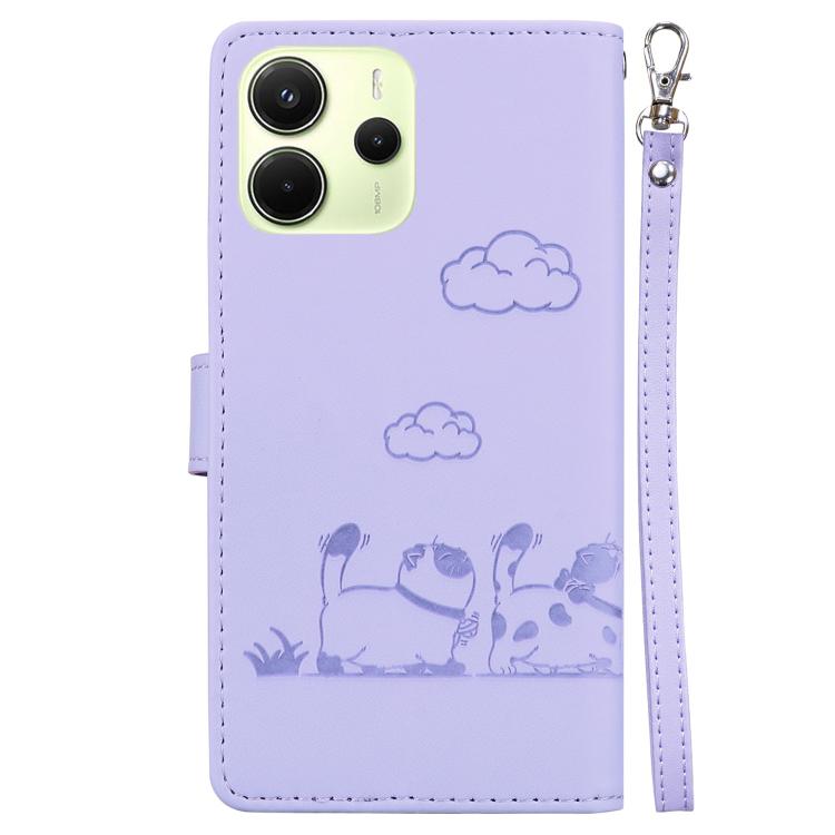 For Redmi Note 14 4G 164.84mm Cute Cats RFID Leather Phone Case