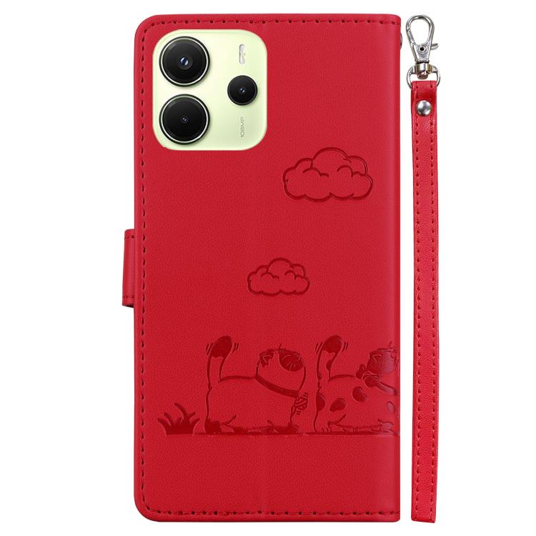 For Redmi Note 14 4G 164.84mm Cute Cats RFID Leather Phone Case