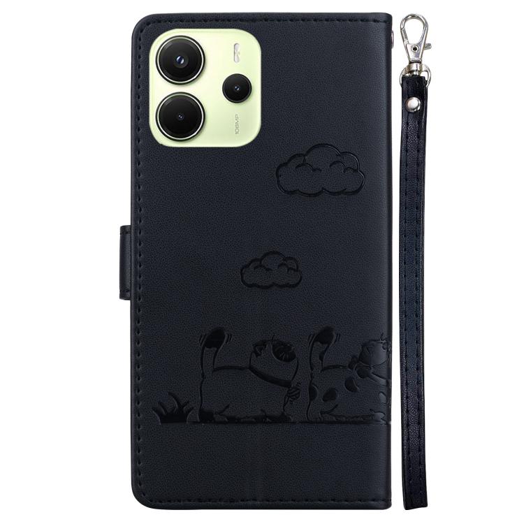 For Redmi Note 14 4G 164.84mm Cute Cats RFID Leather Phone Case