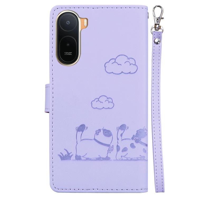 For Redmi A7 Pro 4G / 5G 171mm / Poco C85x 5G Cute Cats RFID Leather Phone Case