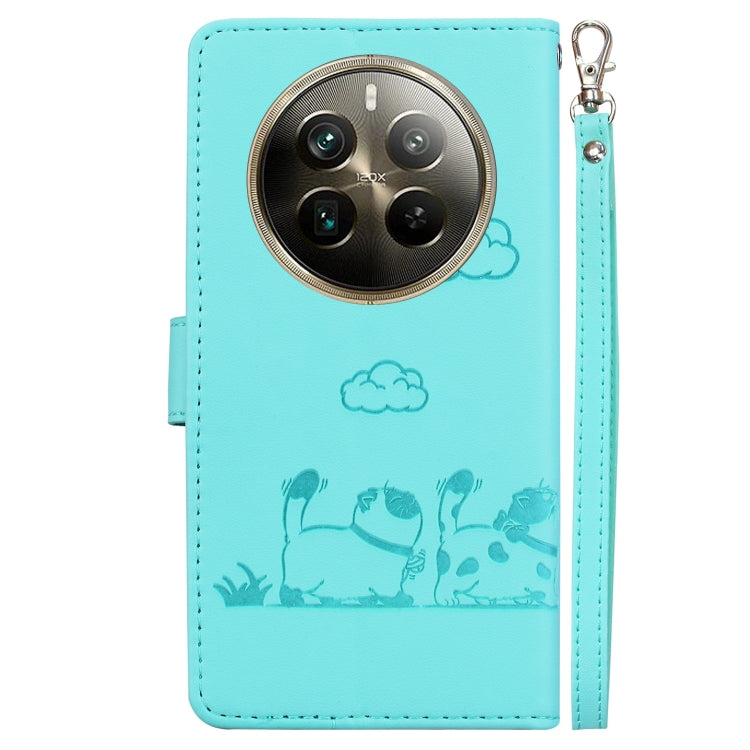 For Realme 12 Pro+ Global Cute Cats RFID Leather Phone Case