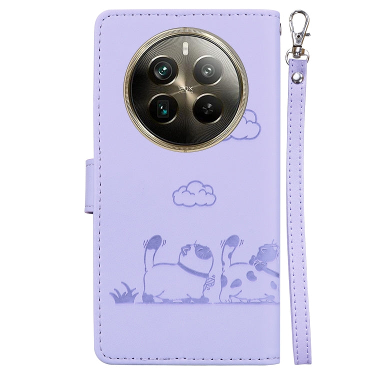 For Realme 12 Pro+ Global Cute Cats RFID Leather Phone Case
