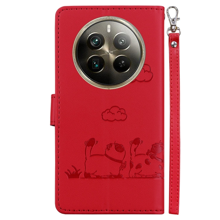 For Realme 12 Pro+ Global Cute Cats RFID Leather Phone Case