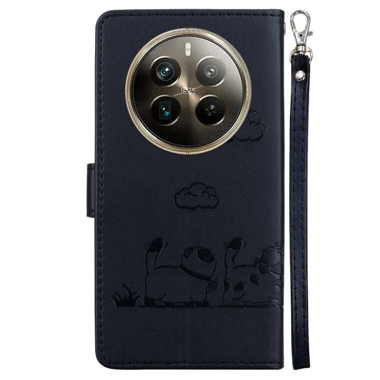 For Realme 12 Pro+ Global Cute Cats RFID Leather Phone Case