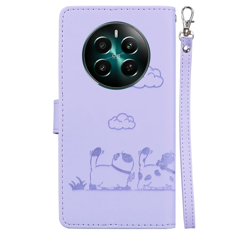 For Realme 12+ Cute Cats RFID Leather Phone Case