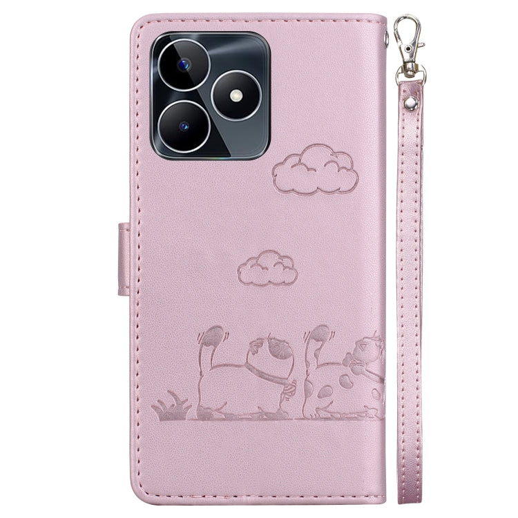 For Realme C53 Cute Cats RFID Leather Phone Case
