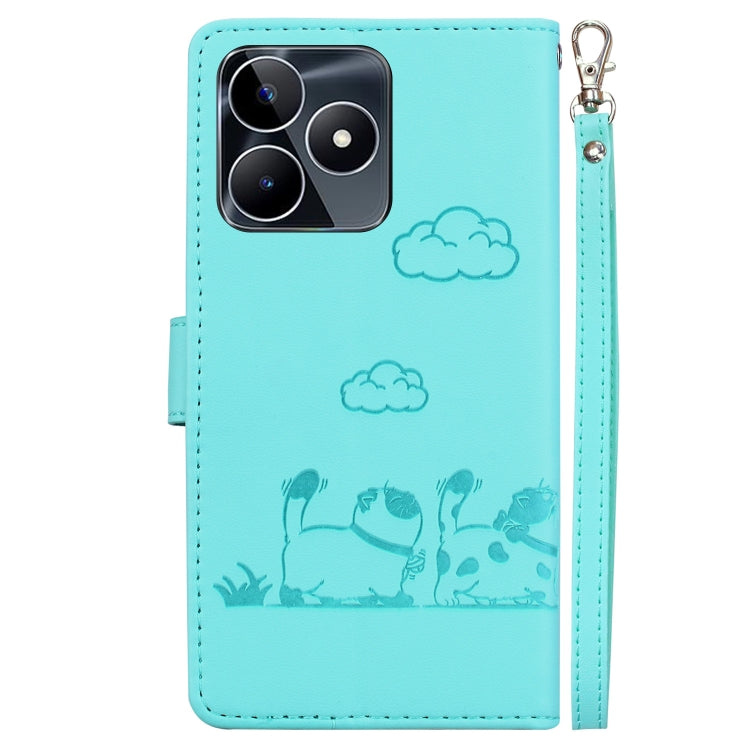 For Realme C53 Cute Cats RFID Leather Phone Case