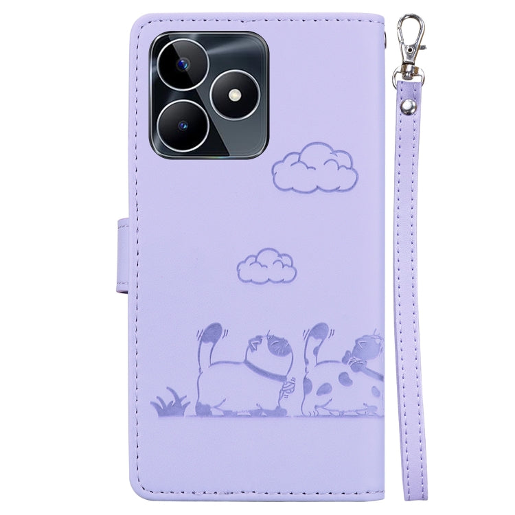 For Realme C53 Cute Cats RFID Leather Phone Case