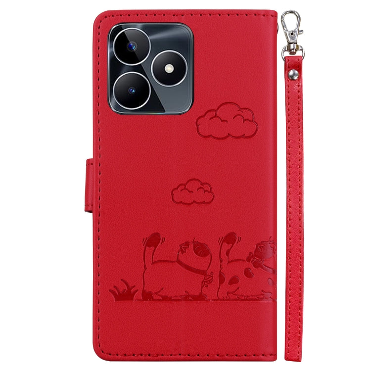 For Realme C53 Cute Cats RFID Leather Phone Case