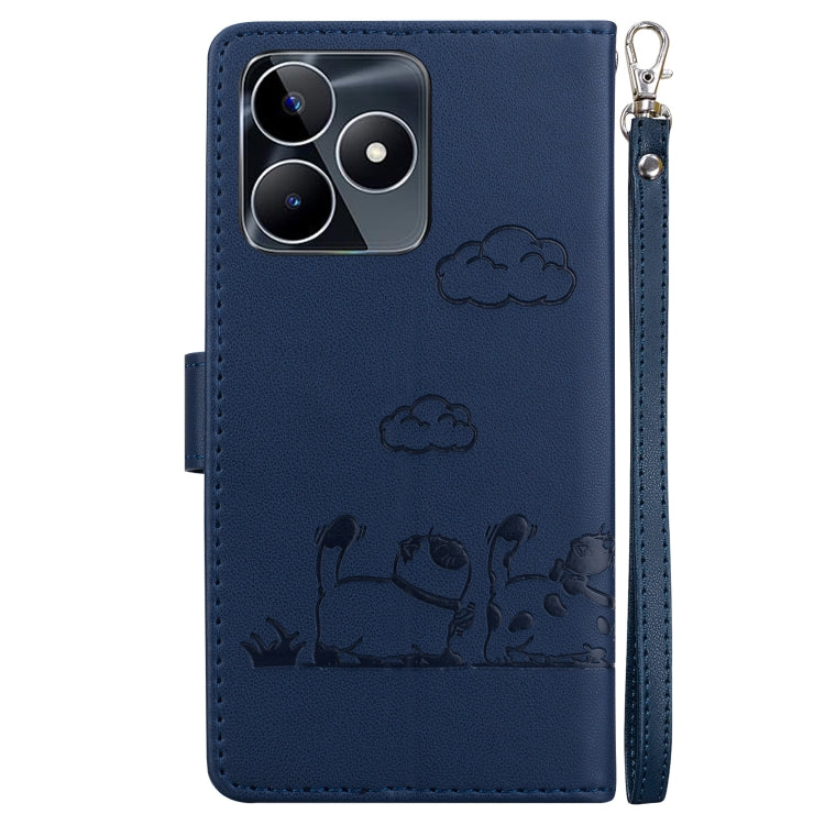 For Realme C53 Cute Cats RFID Leather Phone Case