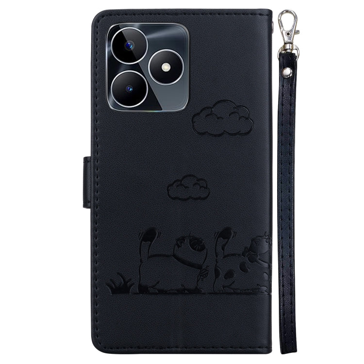 For Realme C53 Cute Cats RFID Leather Phone Case