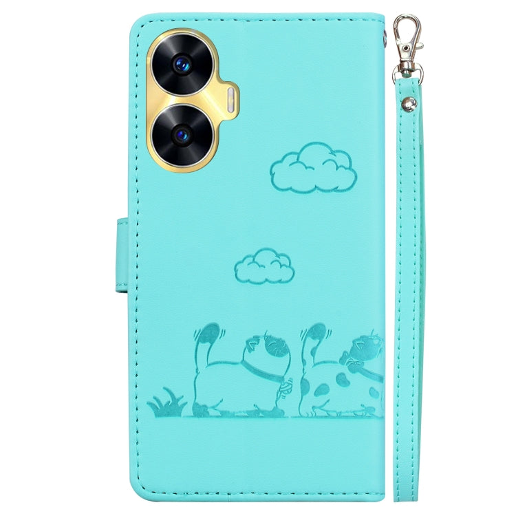 For Realme C55 Cute Cats RFID Leather Phone Case
