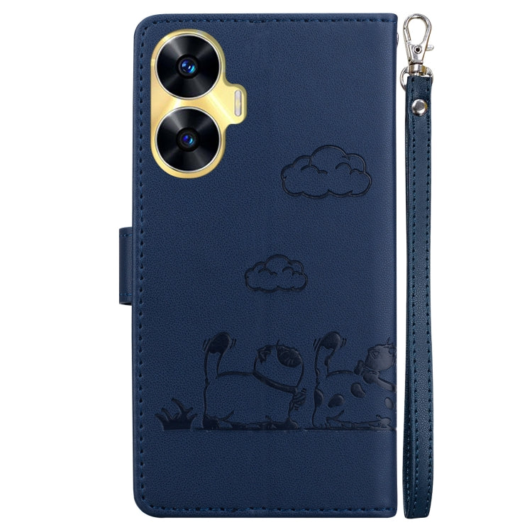 For Realme C55 Cute Cats RFID Leather Phone Case