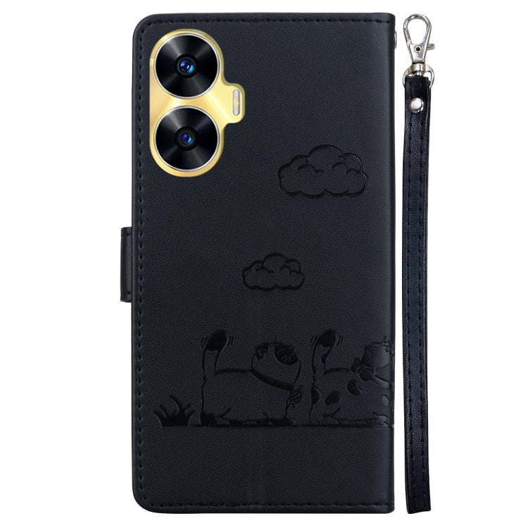 For Realme C55 Cute Cats RFID Leather Phone Case