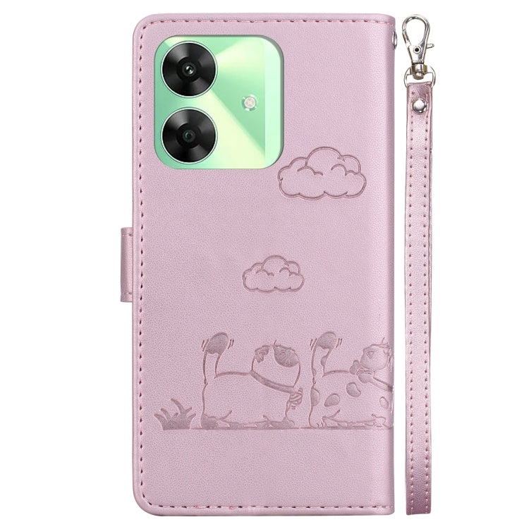 For Realme C61 Cute Cats RFID Leather Phone Case
