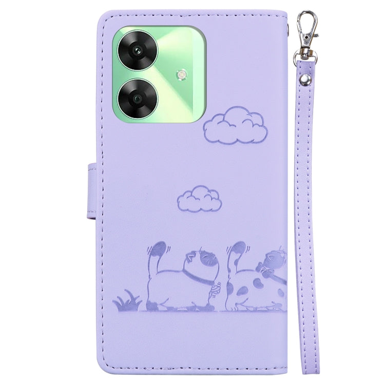 For Realme C61 Cute Cats RFID Leather Phone Case