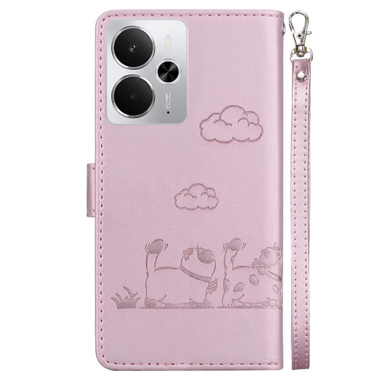 For Realme 14 Cute Cats RFID Leather Phone Case