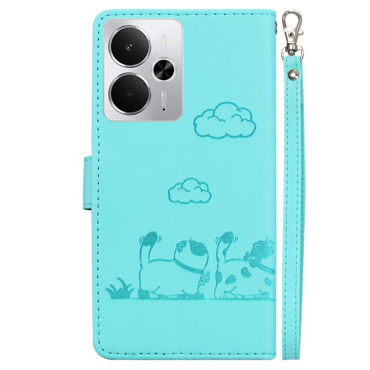 For Realme 14 Cute Cats RFID Leather Phone Case