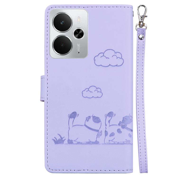 For Realme 14 Cute Cats RFID Leather Phone Case