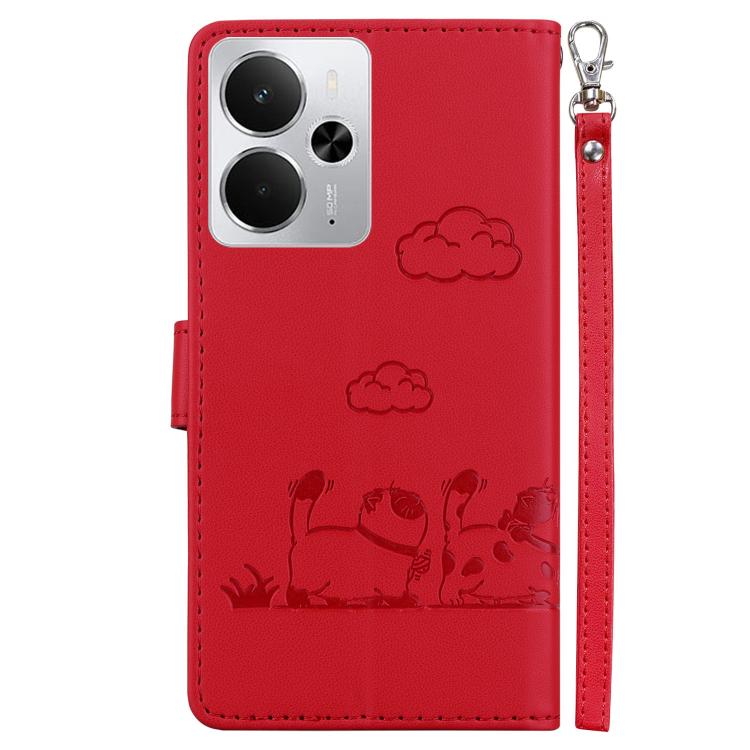 For Realme 14 Cute Cats RFID Leather Phone Case