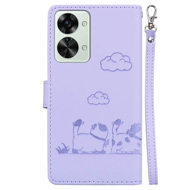 For OnePlus Nord 2T Cute Cats RFID Leather Phone Case