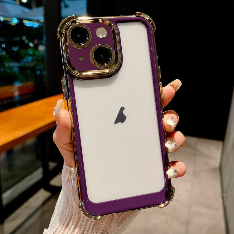 For iPhone 14 Dual-color Plating Space PC Hybrid TPU Phone Case